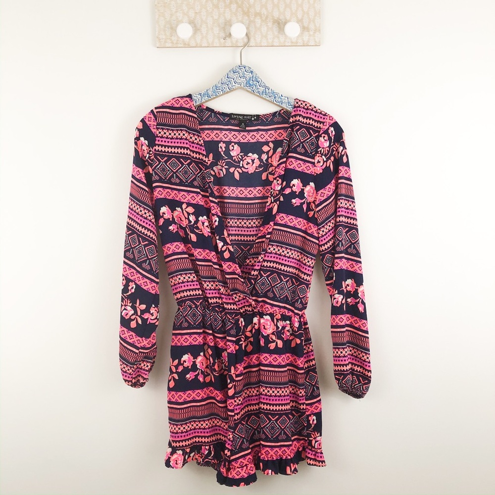 Living Doll Floral long sleeve romper size medium
